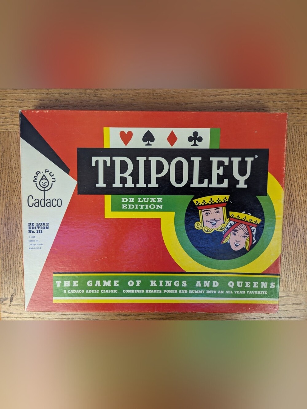 VTG 1960s Cadaco Tripoley De Luxe Edition No 111 Vinyl Mat & Box